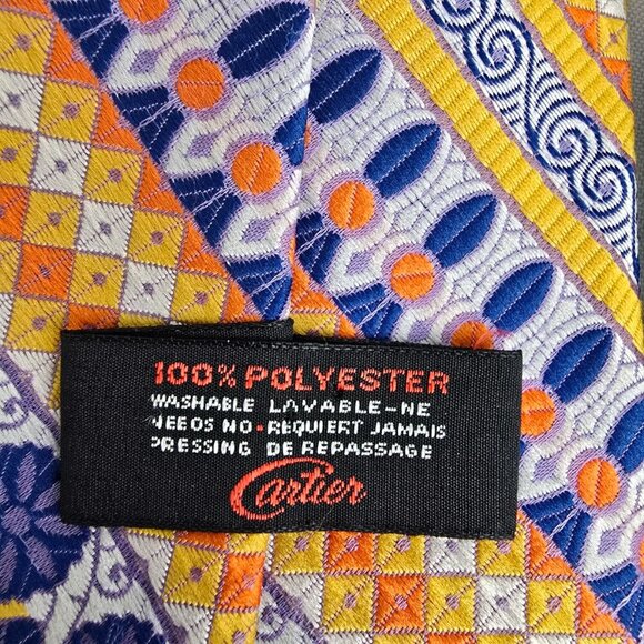 Vintage Cartier Orange & Blue Bright Floral Tie - Picture 4 of 4